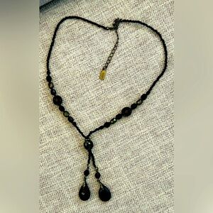 1928 drop statement necklace with black beads